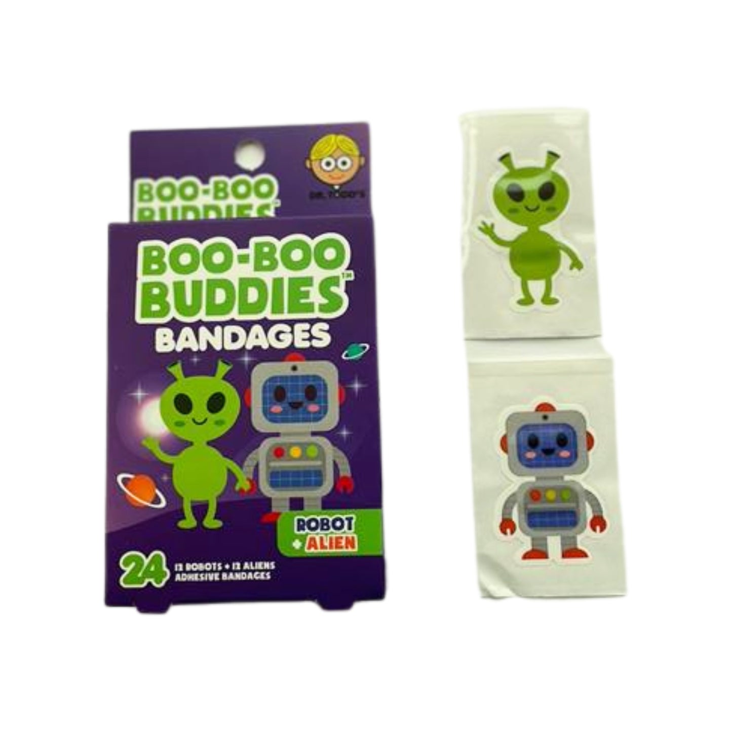 Boo Boo Buddies Alien & Robot Bandages – 24 Pack | Fun Kids Adhesive Bandages, Latex-Free