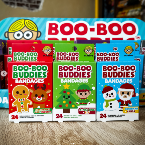 3-Pack Holiday Bandages Bundle – Gingerbread Man + Reindeer, Santa + Snowman, Christmas Tree + Elf (72 Ct Total) | Fun, Waterproof, Latex-Free First Aid for Kids