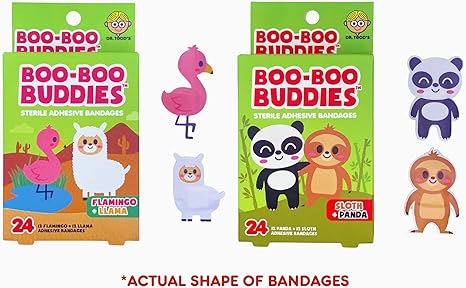 Boo Boo Buddies™ Flamingo + Llama Bandages – 48 Ct | Fun Adhesive Bandages for Kids | Latex-Free, Waterproof, Durable First Aid for Sensitive Skin