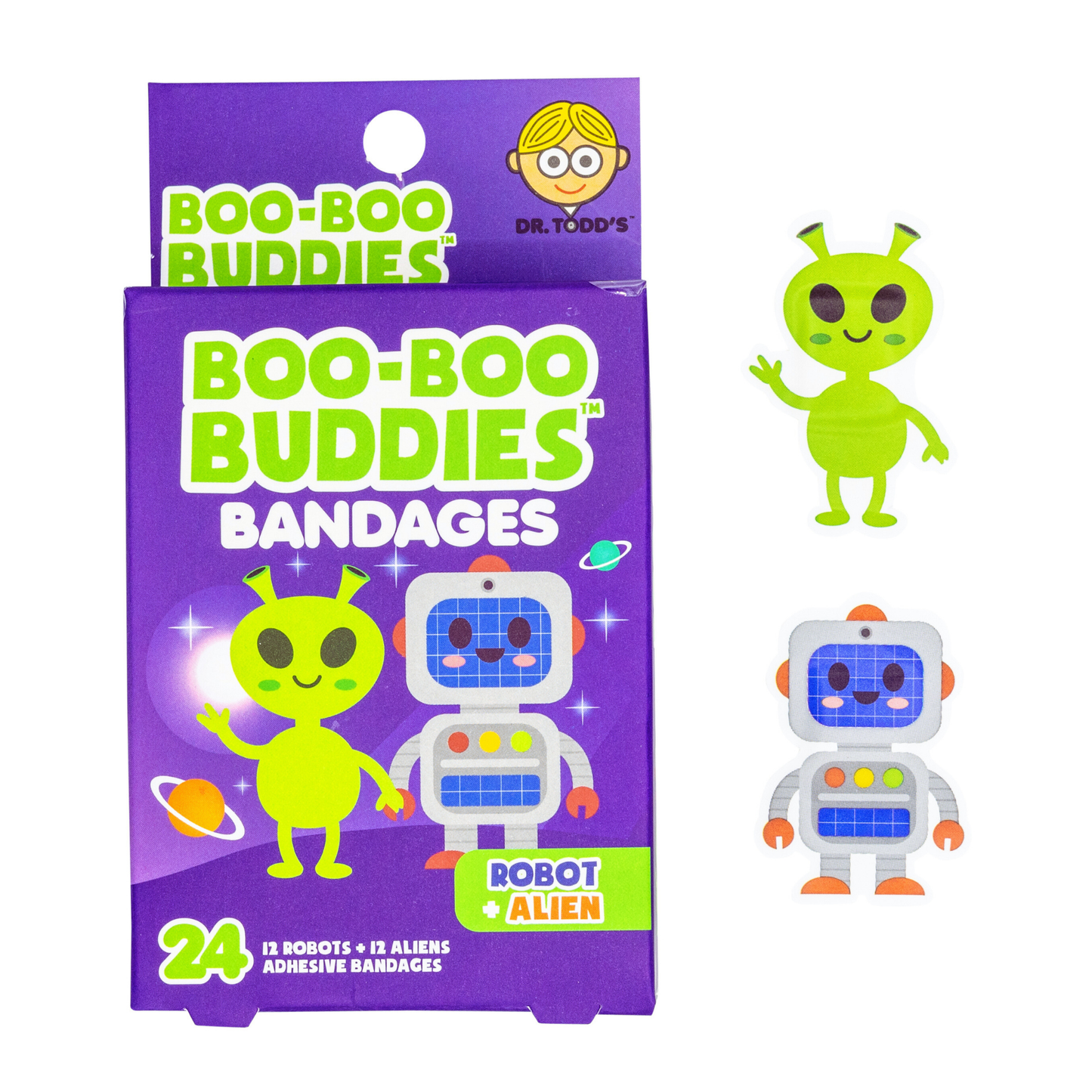 Boo Boo Buddies Alien & Robot Bandages – 24 Pack | Fun Kids Adhesive Bandages, Latex-Free