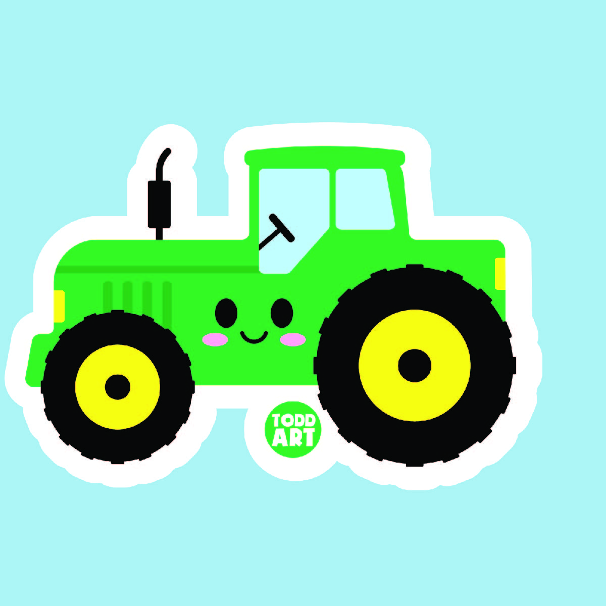 Boo Boo Buddies™ Tractor Sticker – Adorable Kawaii Vinyl, Waterproof Glossy 3″ Die‑Cut