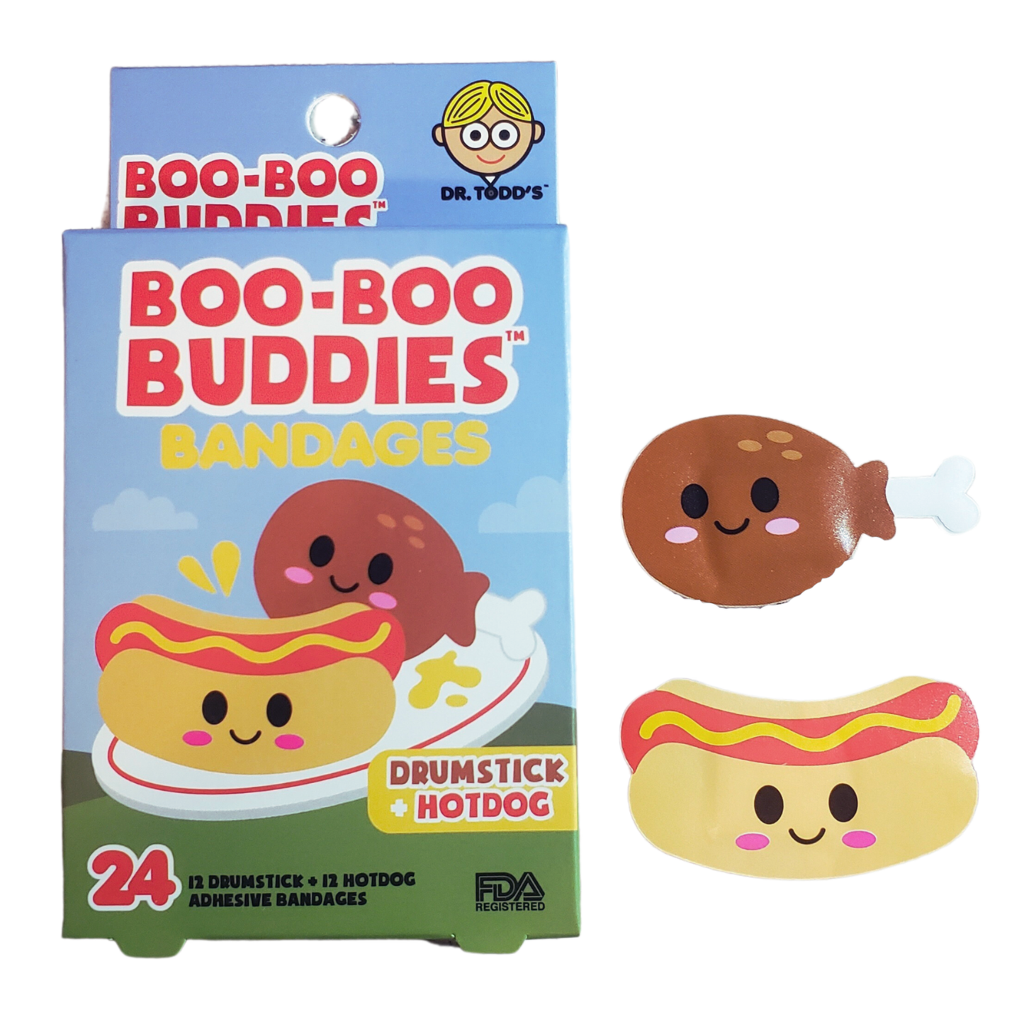 Boo-Boo Buddies Drumstick and Hot Dog Bandages 24-Count