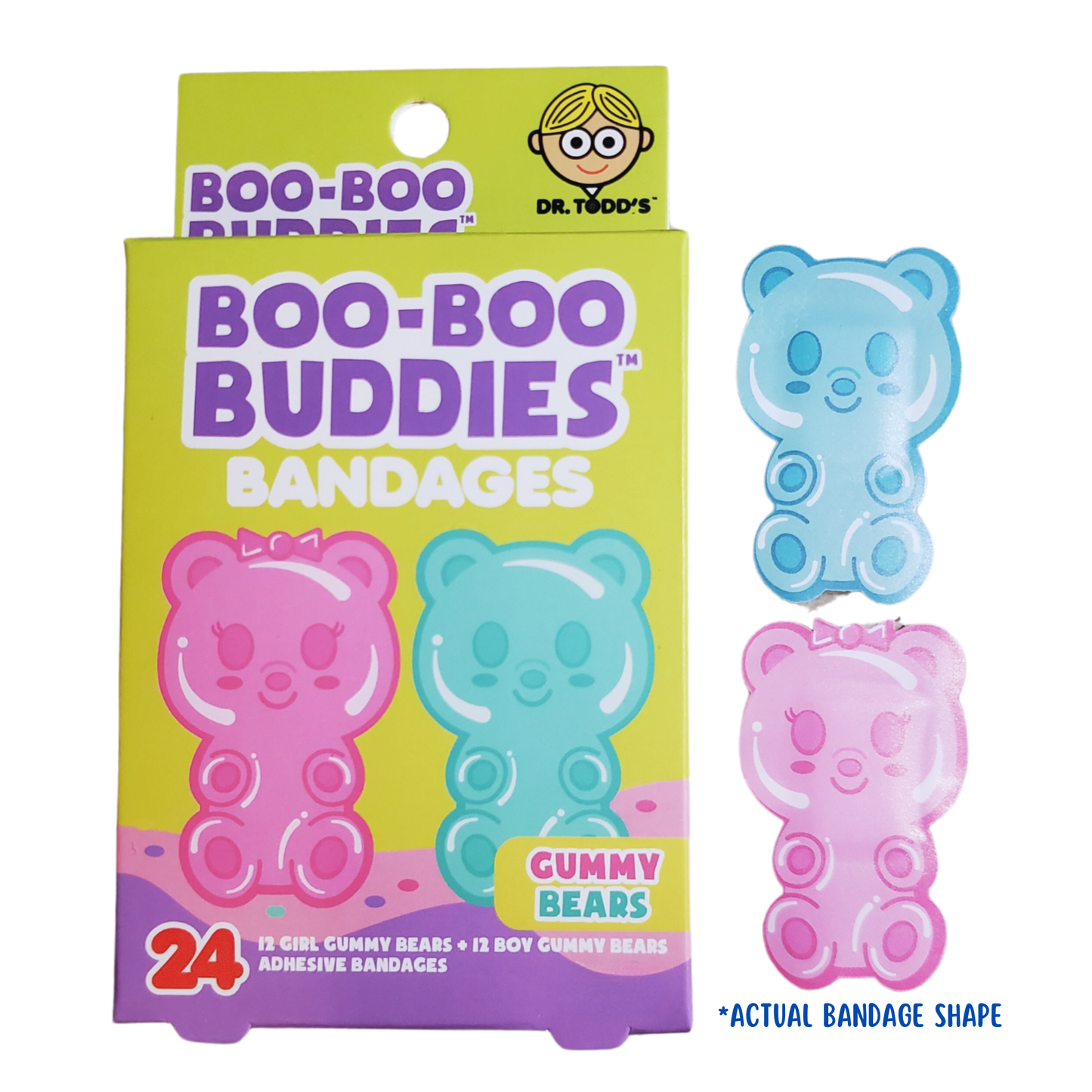 Gummy Bears and Frosted Tart + Cinnamon Roll Bandages – 24 Pack each | Fun Shapes, Waterproof & Latex-Free