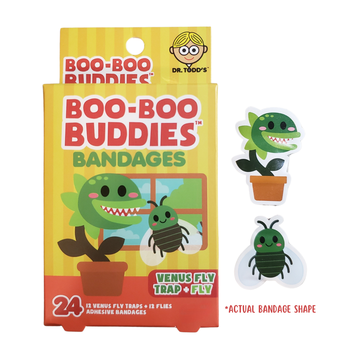 Venus Fly Trap & Fly Bandages for Kids – Waterproof, Latex-Free, 24 Count | Dr. Todd’s Boo-Boo Buddies®