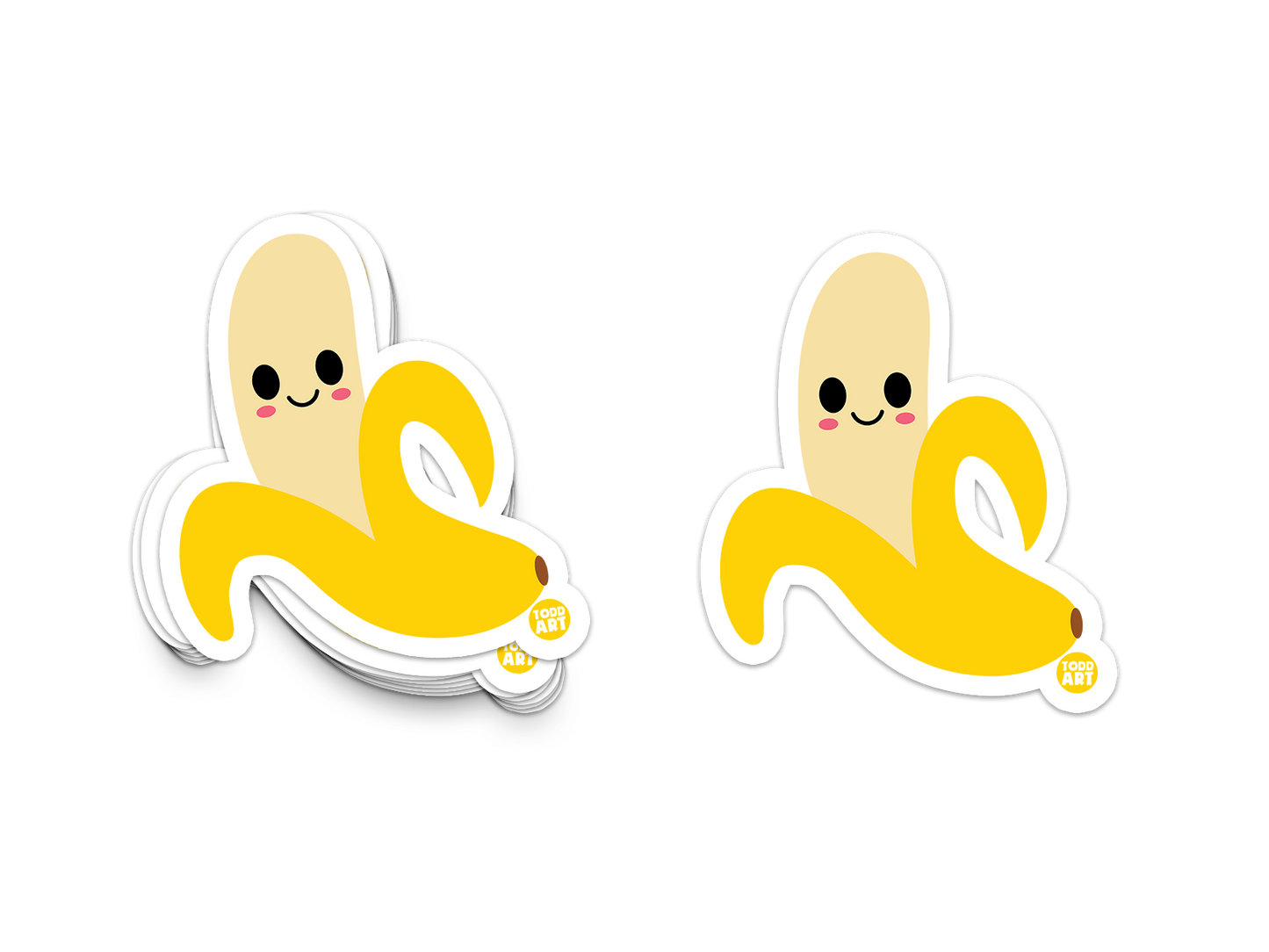 Boo Boo Buddies Banana sticker – cheerful yellow banana vinyl sticker for water bottles, lunchboxes, and tech