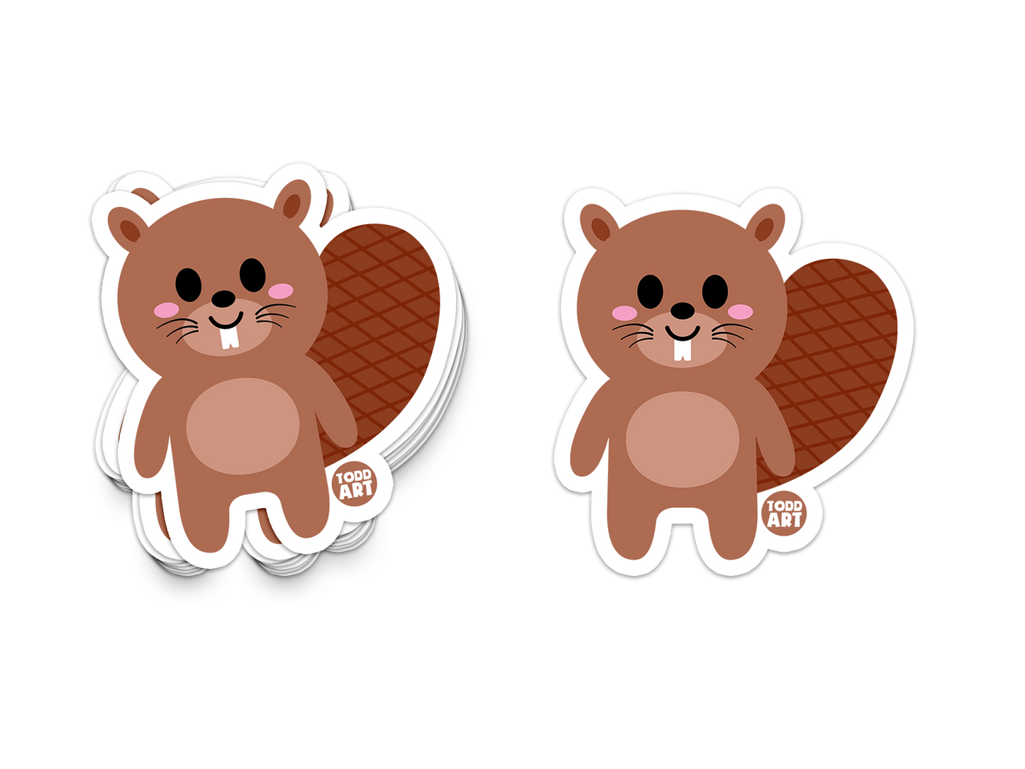 Boo Boo Buddies Beaver sticker – cartoon beaver with buck teeth vinyl sticker for nature lovers and school supplies