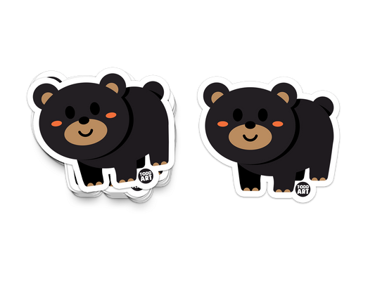 Cute black bear with rosy cheeks and tan snout – forest animal sticker from Boo Boo Buddies