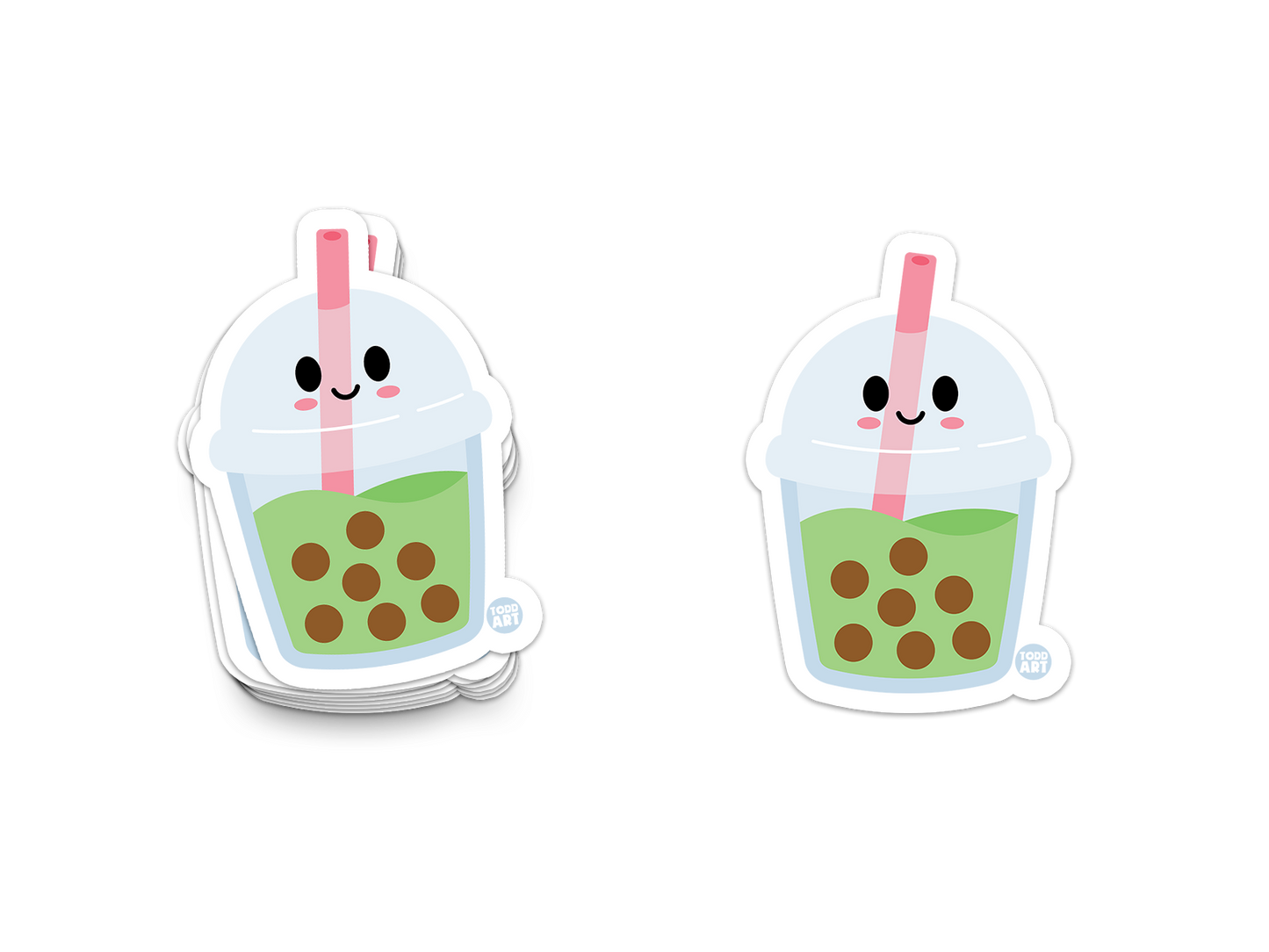 Boo Boo Buddies Boba sticker – cute bubble tea vinyl sticker with straw and smiling face for foodies and fans