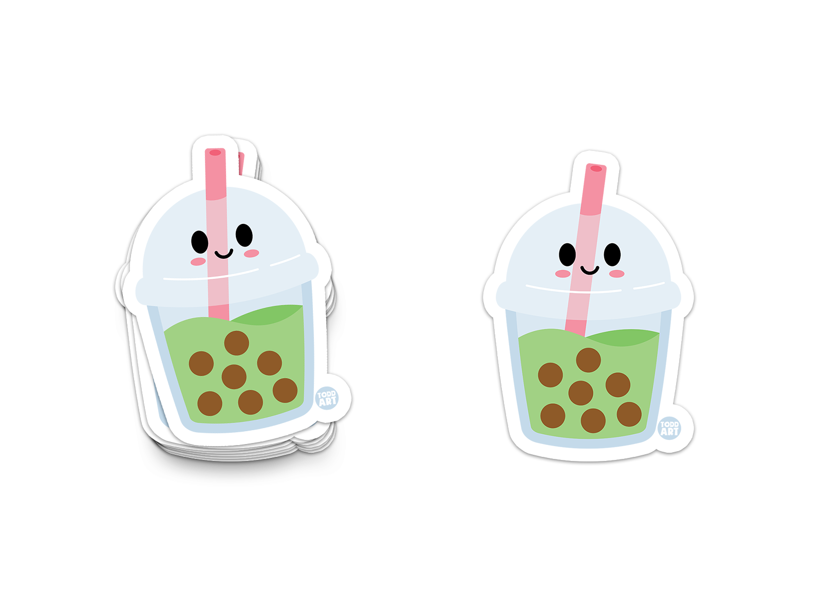 Boo Boo Buddies Boba sticker – cute bubble tea vinyl sticker with straw and smiling face for foodies and fans
