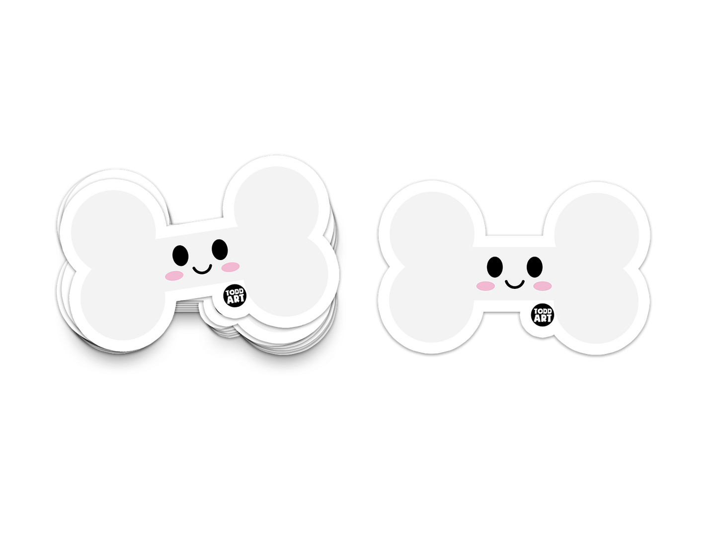 Cute smiling dog bone – adorable pet-themed sticker from Boo Boo Buddies