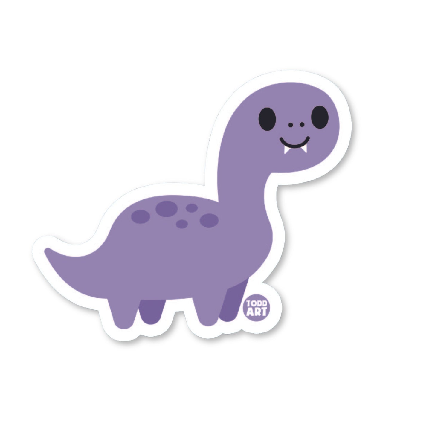 Purple brontosaurus dinosaur with cute fangs – prehistoric animal sticker from Boo Boo Buddies