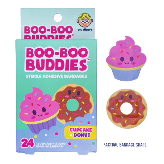 Cupcake and Donut Bandages – 24 Count Box of Cute Kids Bandages, Fun Novelty Bandages with Food Designs