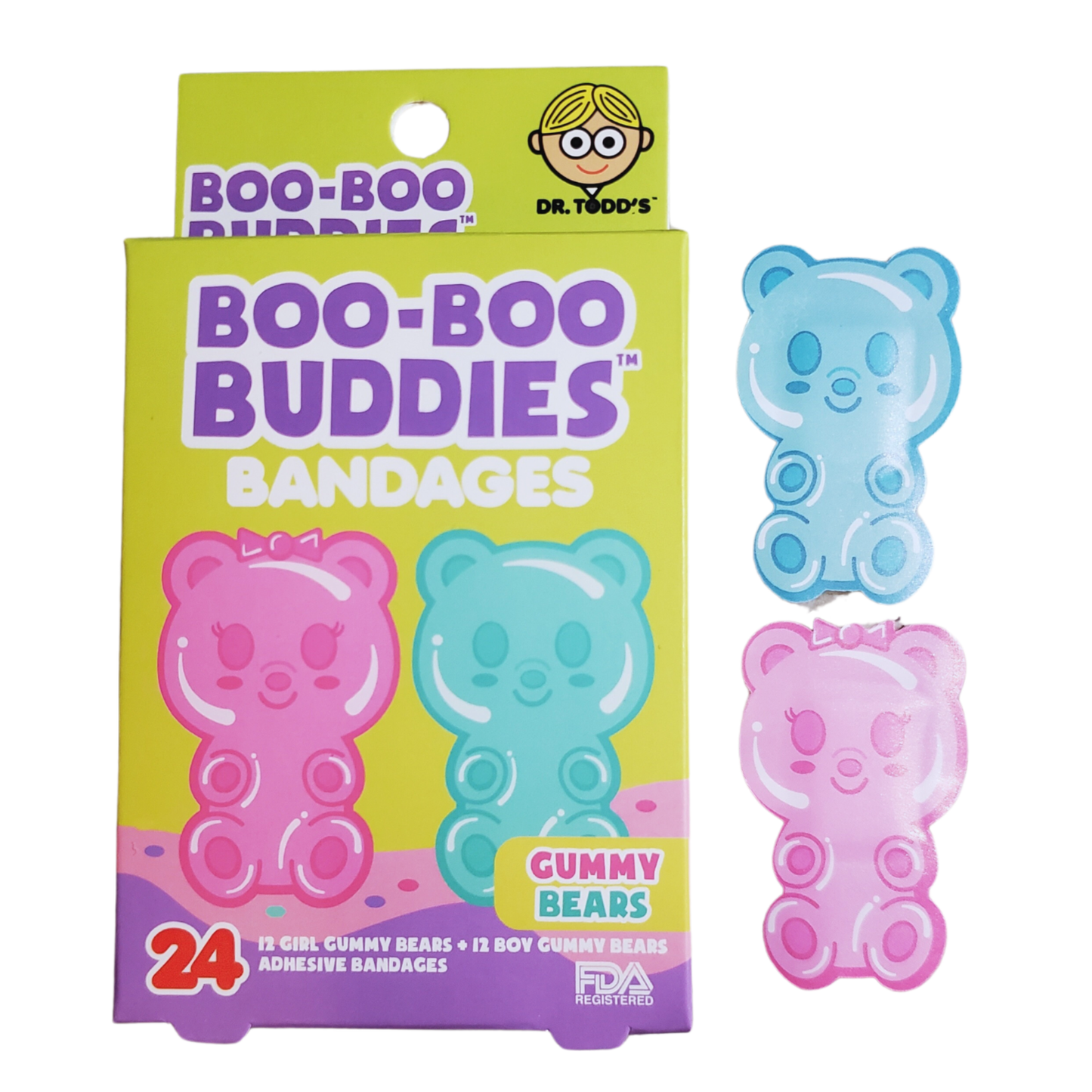 Gummy Bear Bandages for Kids – Waterproof, Latex-Free, 24 Count | Dr. Todd’s Boo-Boo Buddies®