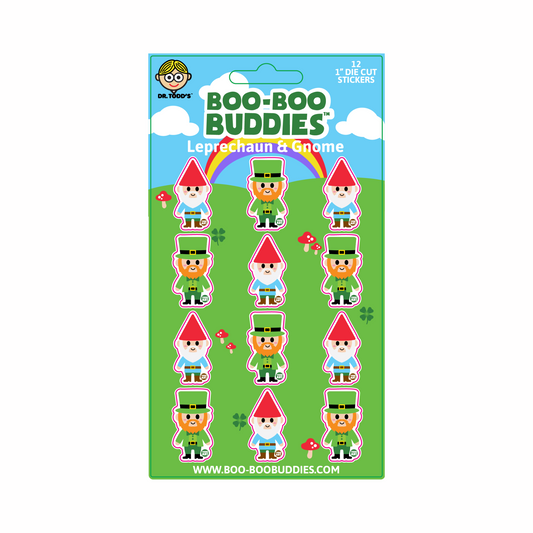 Whimsical 1-inch vinyl stickers with lucky leprechauns and cheerful gnomes—perfect for crafts, water bottles, and holiday decorations.