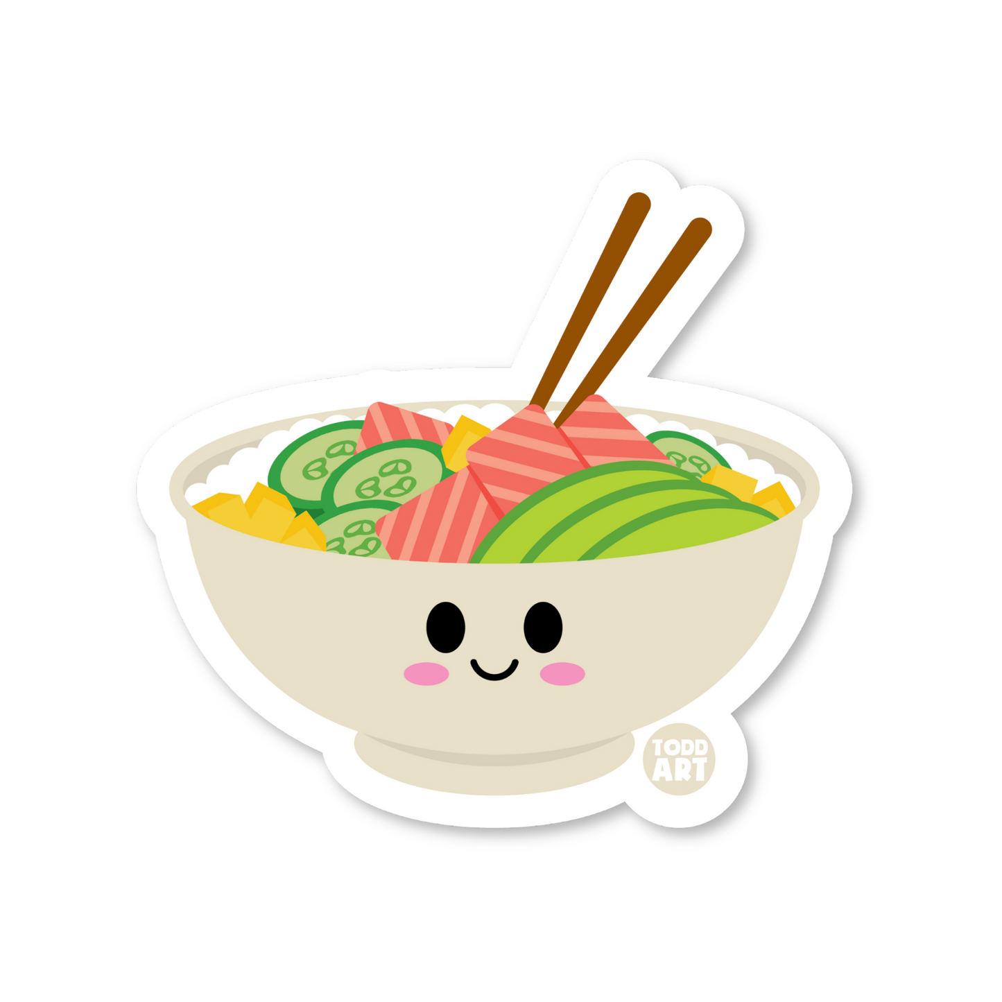 Boo Boo Buddies poke bowl sticker — waterproof, UV-resistant 3″ vinyl decal perfect for laptops, water bottles & crafts