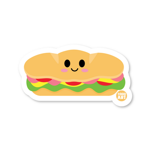 Boo Boo Buddies sub sandwich vinyl sticker — 3″ waterproof, UV‑resistant glossy die‑cut ideal for crafts & planners
