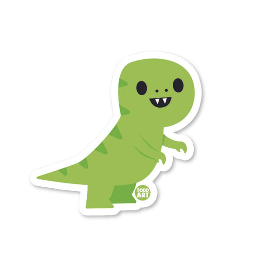 Boo Boo Buddies T‑Rex dinosaur vinyl sticker — 3″ glossy waterproof, UV‑resistant die‑cut ideal for crafts & planners