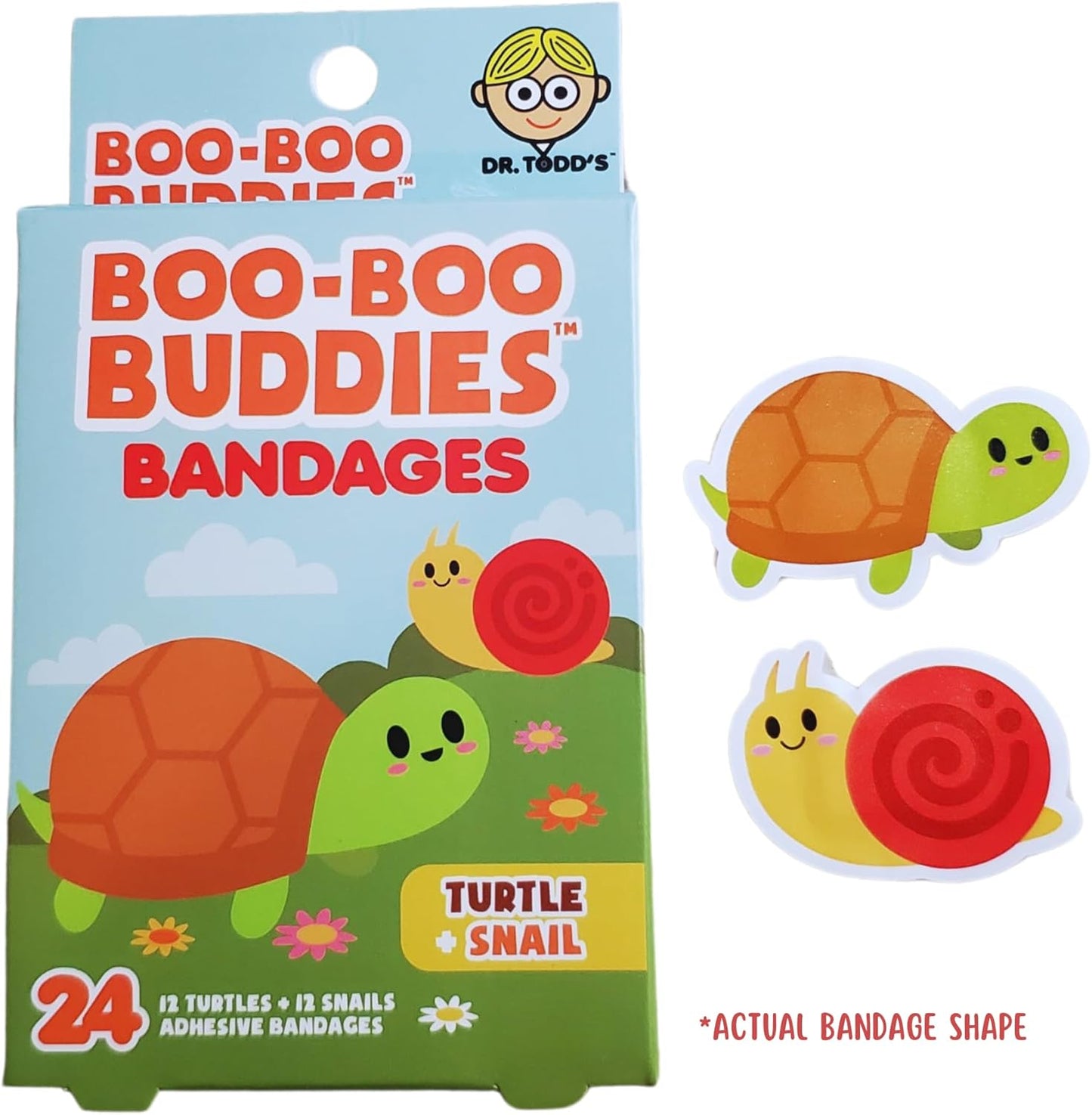 Boo Boo Buddies™ Squirrel + Acorn & Turtle + Snail Bandages Bundle – 48 Ct | Fun Waterproof, Latex-Free Kids Bandages for Sensitive Skin