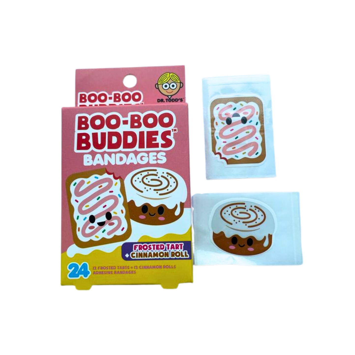 Frosted Tart & Cinnamon Roll Bandages for Kids – Waterproof, Latex-Free, 24 Count | Dr. Todd’s Boo-Boo Buddies®