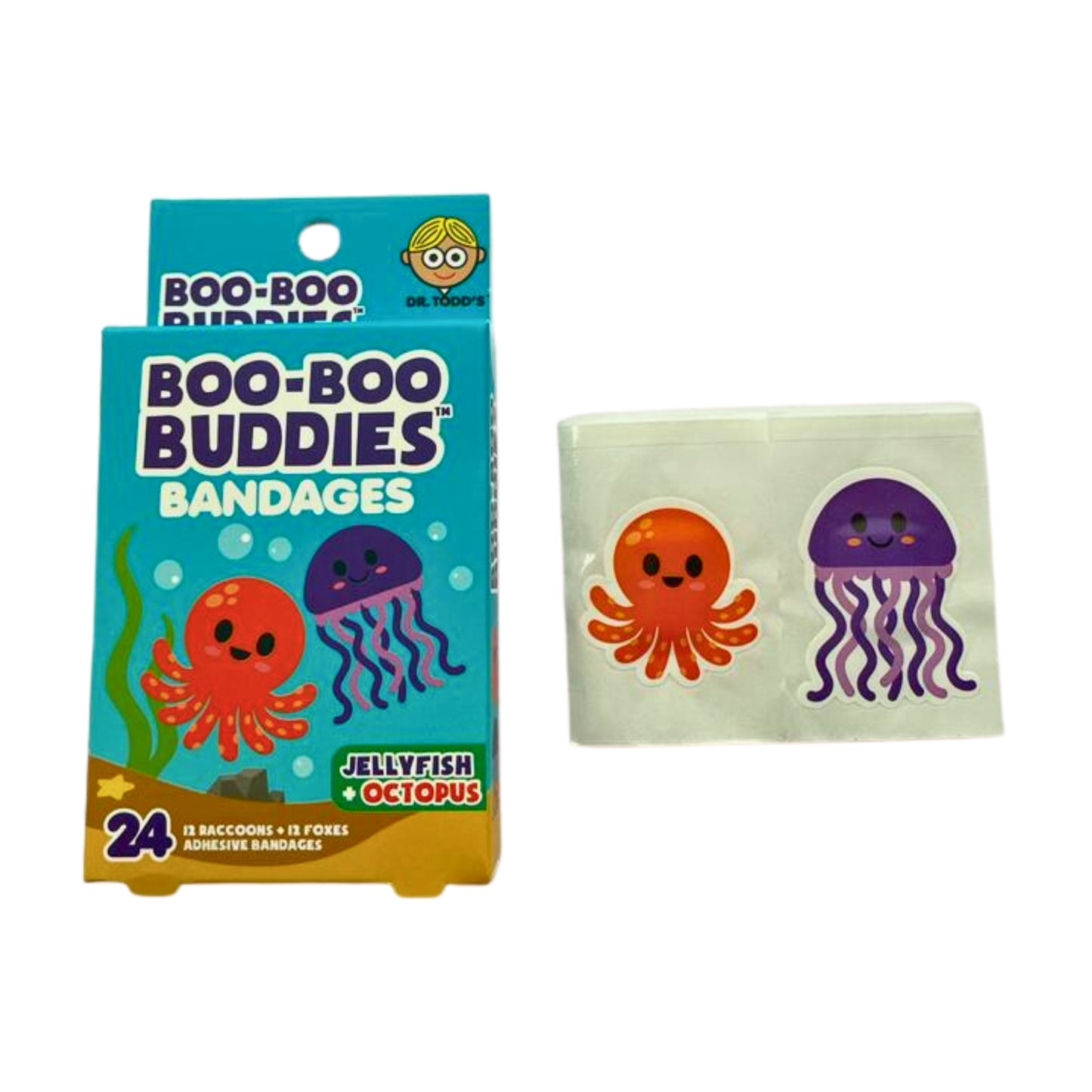 Octopus & Jellyfish Bandages for Kids – Waterproof, Latex-Free, 24 Count | Dr. Todd’s Boo-Boo Buddies®