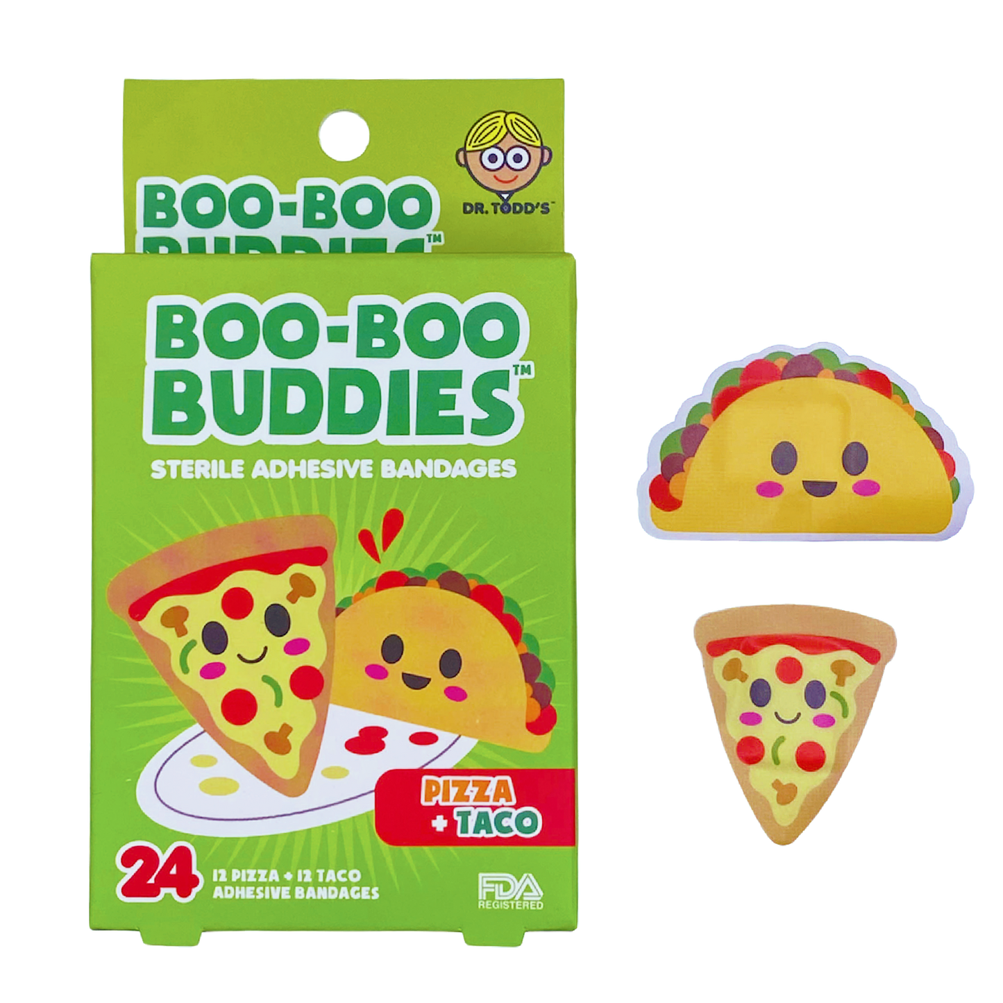 Kwaii pizza slice with mushroom tomatos and green peeper and Tacos with tomato lettuce with eyes mouth and cheeks