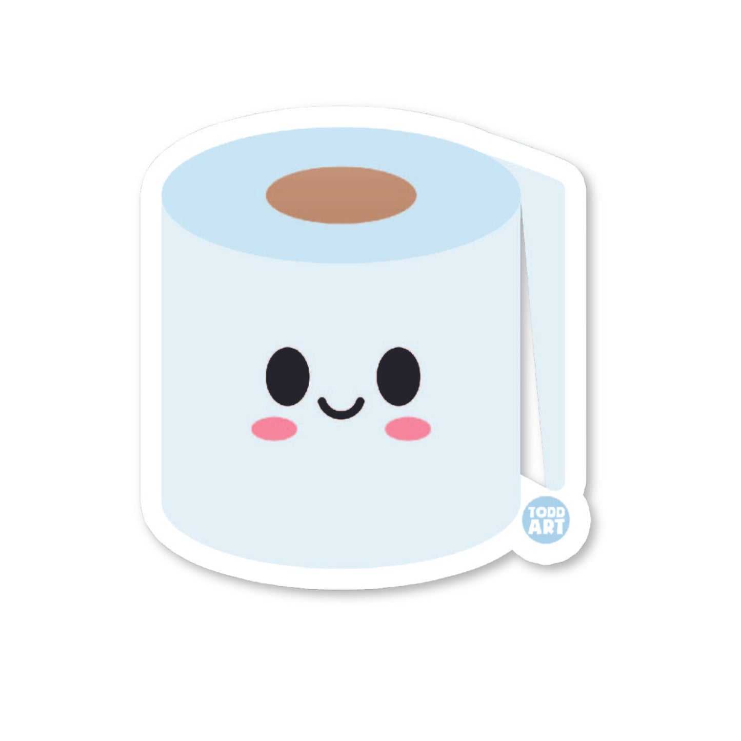 Cute kawaii toilet paper roll vinyl sticker by Boo Boo Buddies – waterproof, glossy, and perfect for bottles, laptops & journals