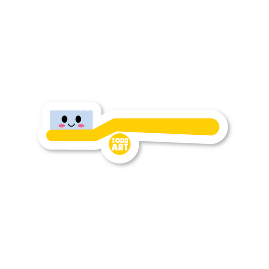 Cute kawaii toothbrush vinyl sticker by Boo Boo Buddies – waterproof, glossy, durable 3″ die-cut design