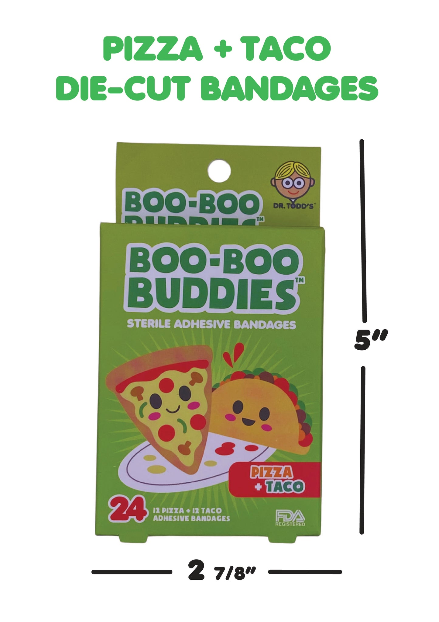 Boo Boo Buddies Pizza & Taco Bandages – 24 Pack | Fun Kids Adhesive Bandages, Latex-Free
