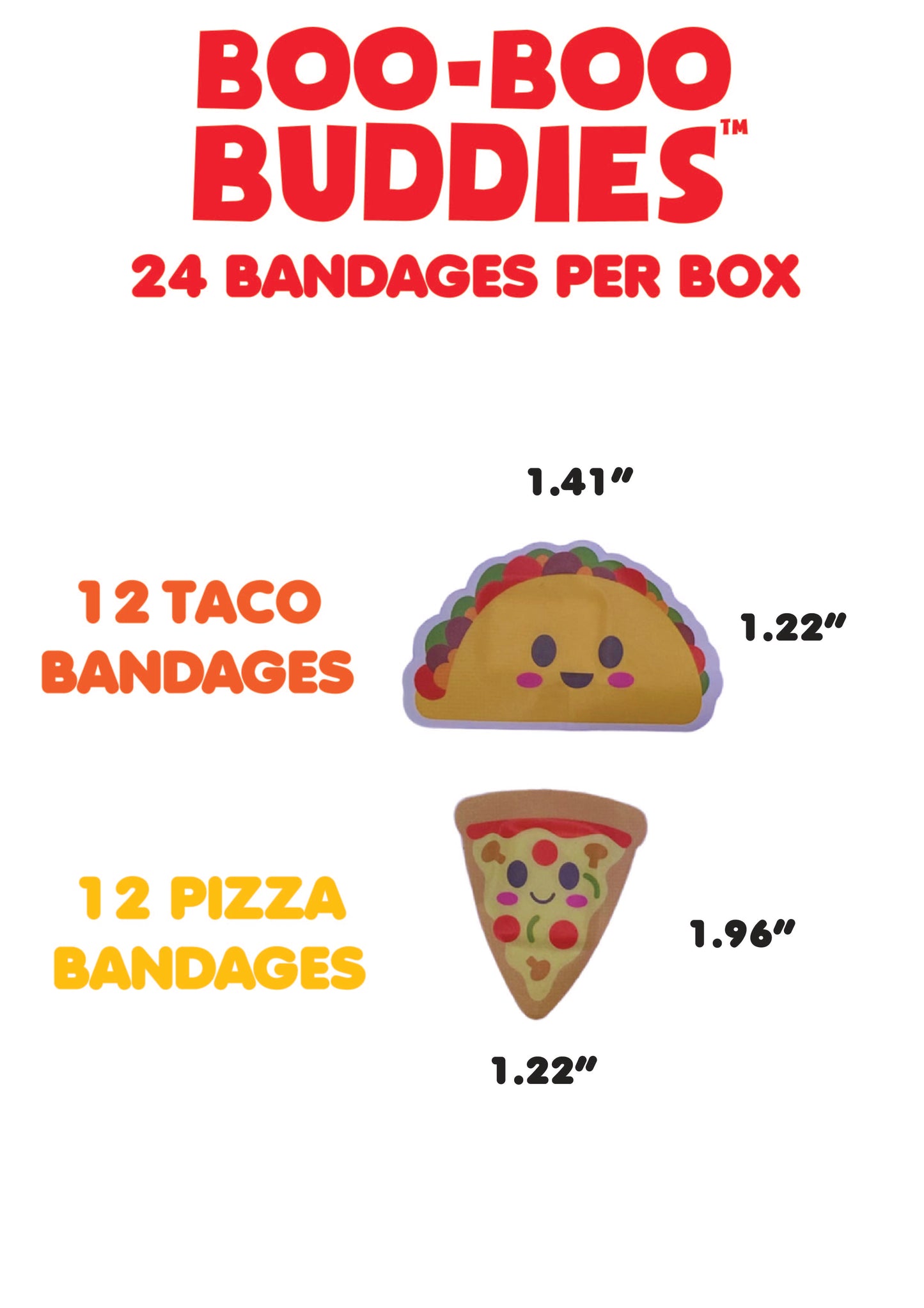 Boo Boo Buddies Pizza & Taco Bandages – 24 Pack | Fun Kids Adhesive Bandages, Latex-Free