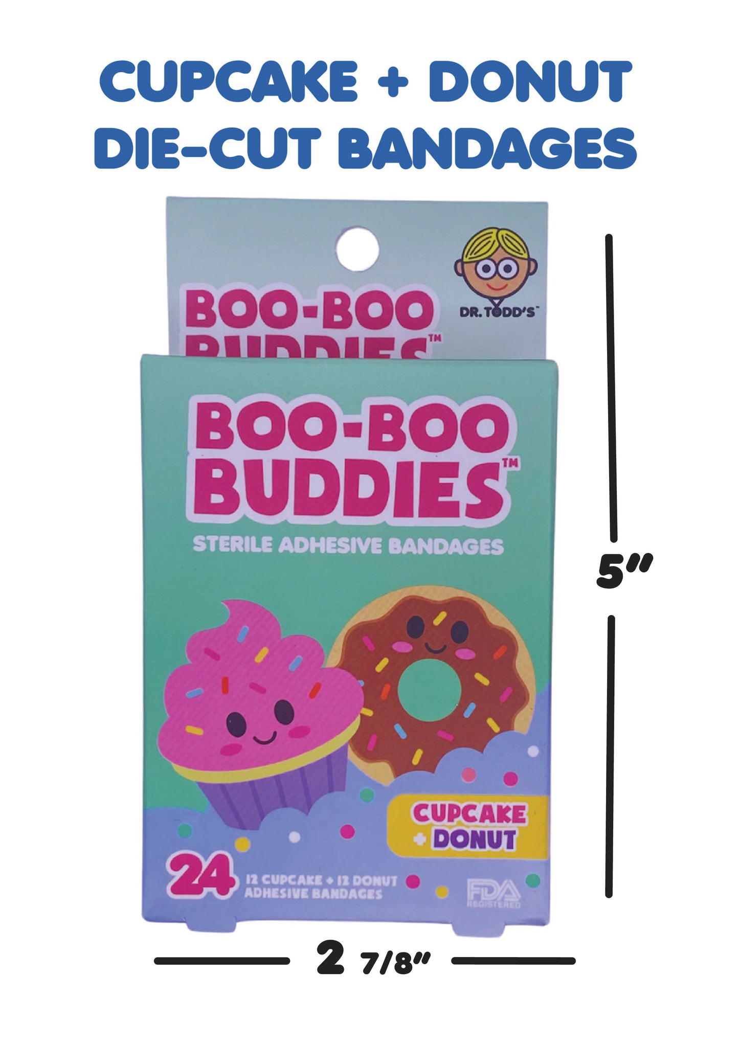 Boo Boo Buddies™ Cupcake & Donut Bandages – 24 Ct | Fun Shaped, Waterproof, Latex-Free Bandages for Kids