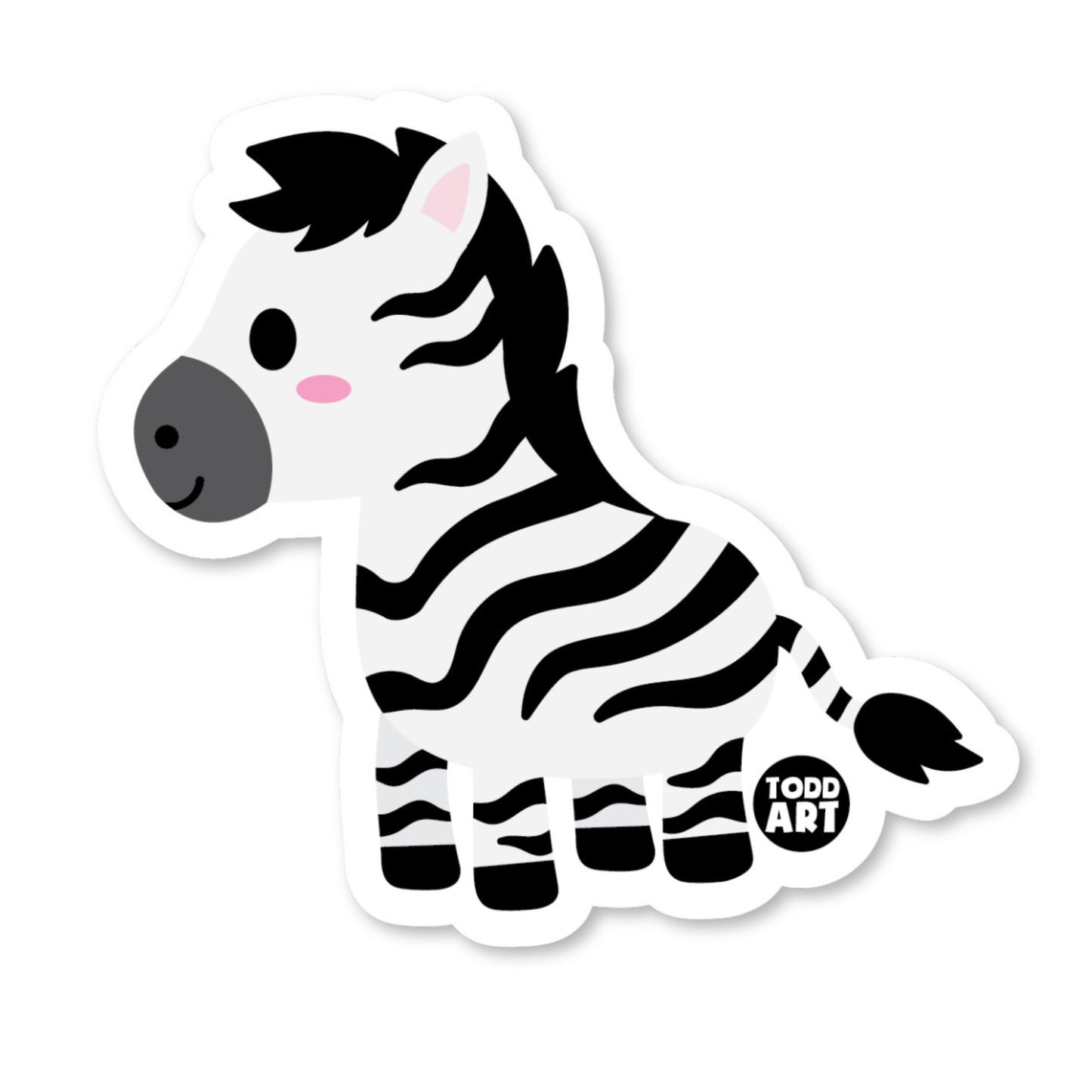 Black and white striped baby zebra kawaai style