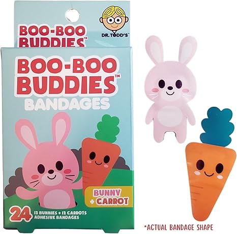 Boo Boo Buddies Kids Bandages – Bunny & Carrot, Pig & Chick Shapes, 48 Ct | Latex-Free, Waterproof Bandages for Sensitive Skin | Fun First Aid for Children | Individually Wrapped