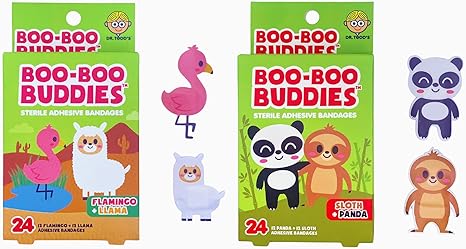 Boo Boo Buddies™ Flamingo + Llama Bandages – 48 Ct | Fun Adhesive Bandages for Kids | Latex-Free, Waterproof, Durable First Aid for Sensitive Skin