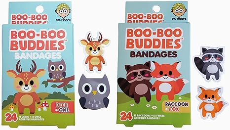 Image of Boo-Boo Buddies Astronaut & Rocket Bandages and Robot & Alien Bandages. Includes 24 latex-free, fun-shaped bandages for kids' first aid.