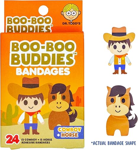 Boo Boo Buddies™ Cowboy + Horse and Soldier + Ninja Shape Bandages – 48 Ct | Fun Kids' First Aid, Latex-Free, Waterproof, Gentle on Sensitive Skin, Perfect for Party Favors, Themed Gifts & First