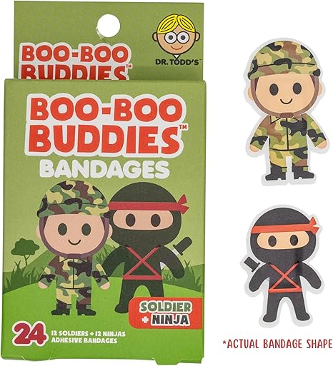 Boo Boo Buddies™ Cowboy + Horse and Soldier + Ninja Shape Bandages – 48 Ct | Fun Kids' First Aid, Latex-Free, Waterproof, Gentle on Sensitive Skin, Perfect for Party Favors, Themed Gifts & First