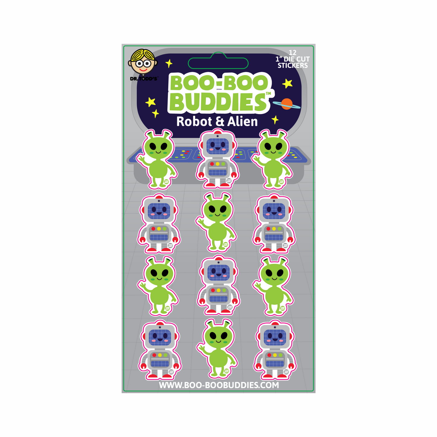 Robot and Alien Vinyl Sticker Sheet