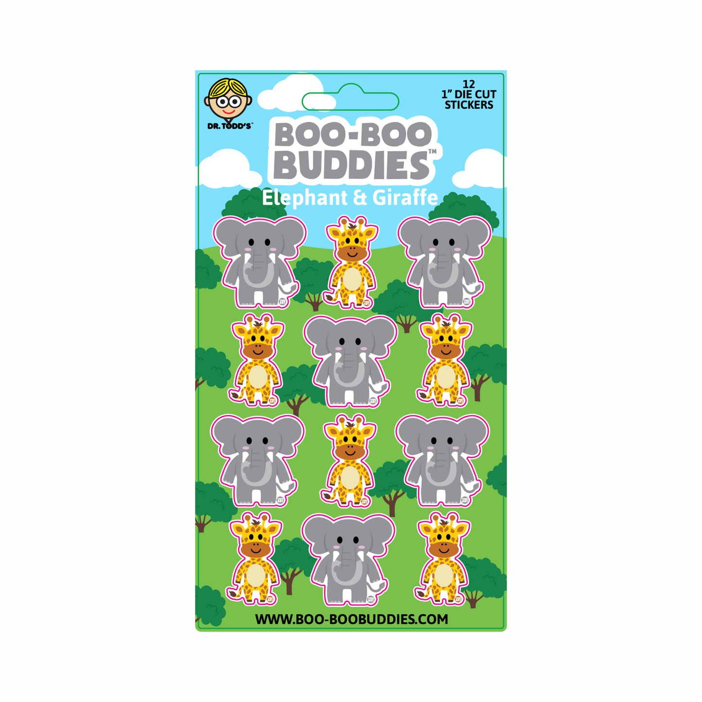 Elephant and Giraffe Vinyl Sticker Sheet