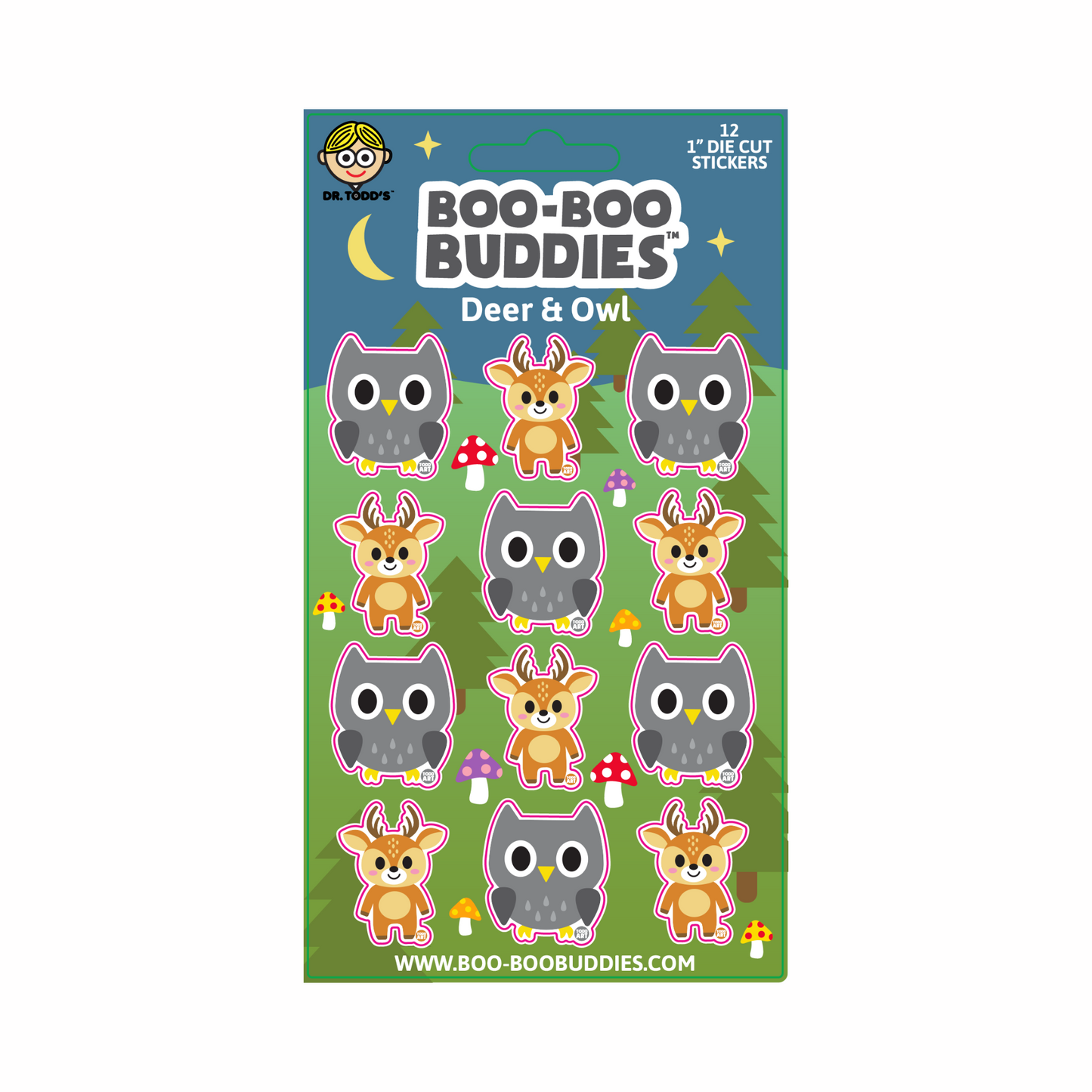 Deer and Owl Vinyl Sticker Sheet