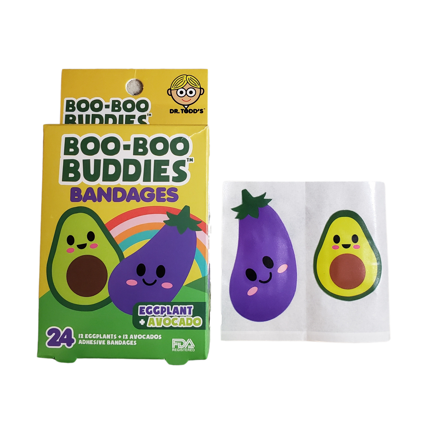 Boo-Boo Buddies Eggplant and Avocado Bandages