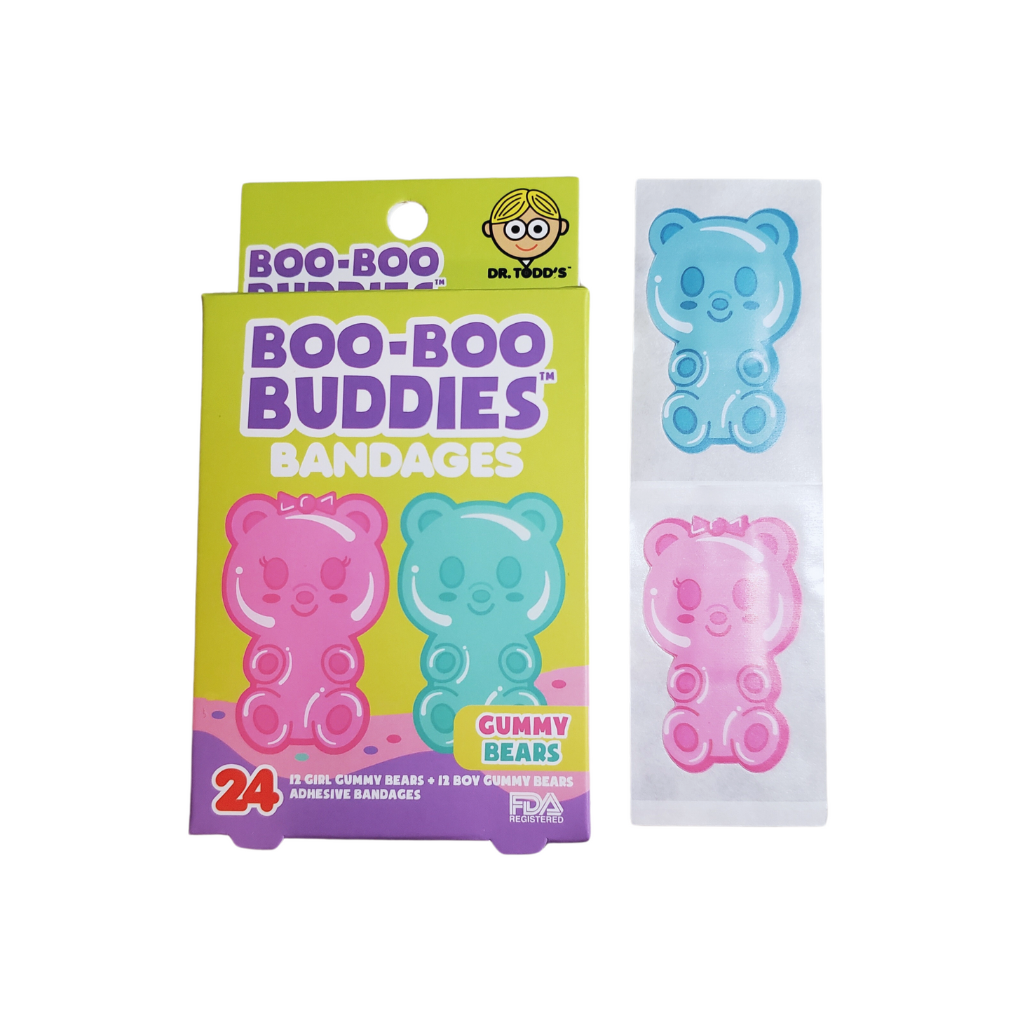 Gummy Bear Bandages for Kids – Waterproof, Latex-Free, 24 Count | Dr. Todd’s Boo-Boo Buddies®