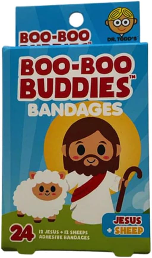 Boo Boo Buddies Jesus & Sheep and Santa & Snowman Bandages – 48 Ct | Festive Holiday Shapes for Kids, Latex-Free, Waterproof, Gentle on Sensitive Skin, Perfect for Stocking Stuffers & First Aid Kits