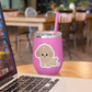 Pink tumbler featuring Boo-Boo Buddies® collectible vinyl sticker of a cute cartoon Poodle – perfect for decorating laptops, water bottles, or gifting to dog lovers and kids
