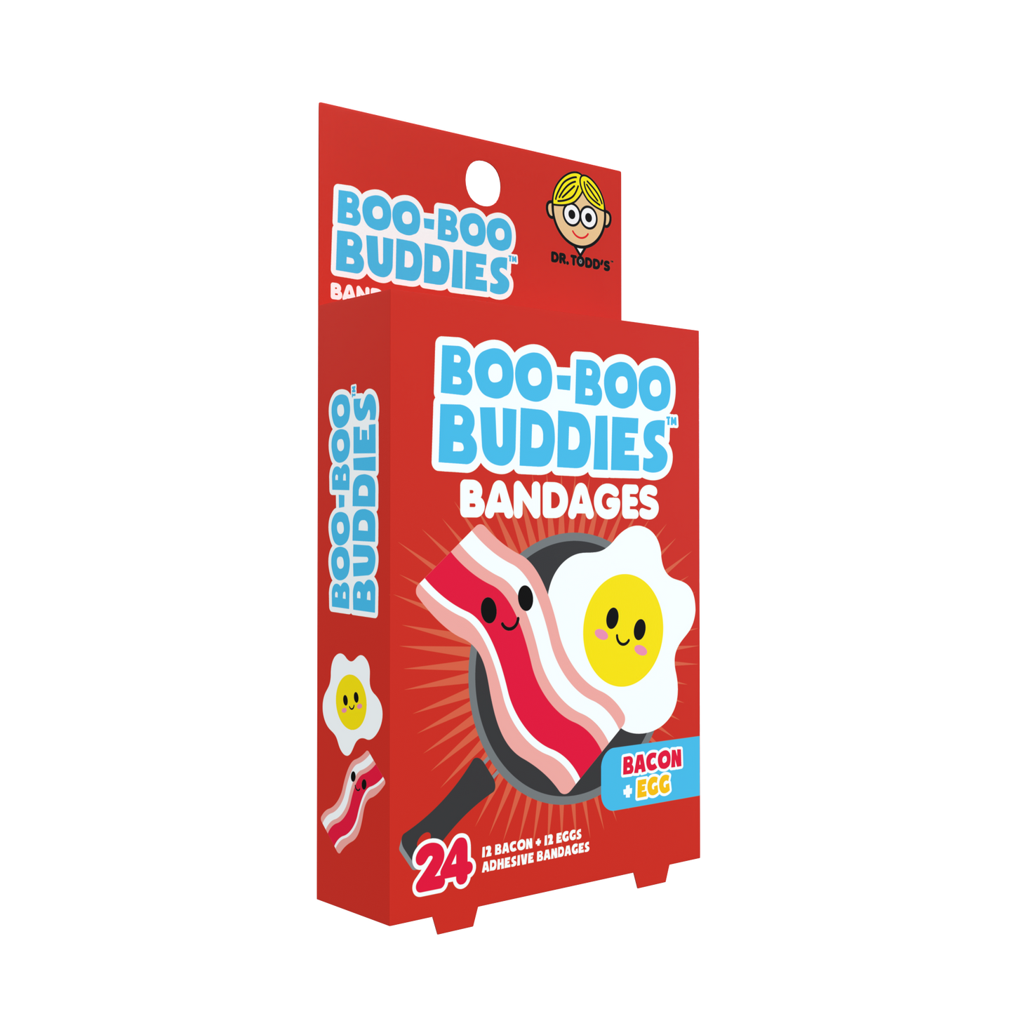 Bacon & Egg Bandages for Kids – Waterproof, Latex-Free, 24 Count | Dr. Todd’s Boo-Boo Buddies®