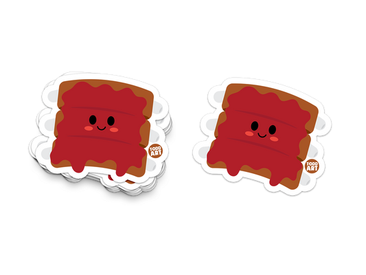 Boo Boo Buddies BBQ Ribs sticker – saucy ribs cartoon vinyl sticker for food fans and picnic kits
