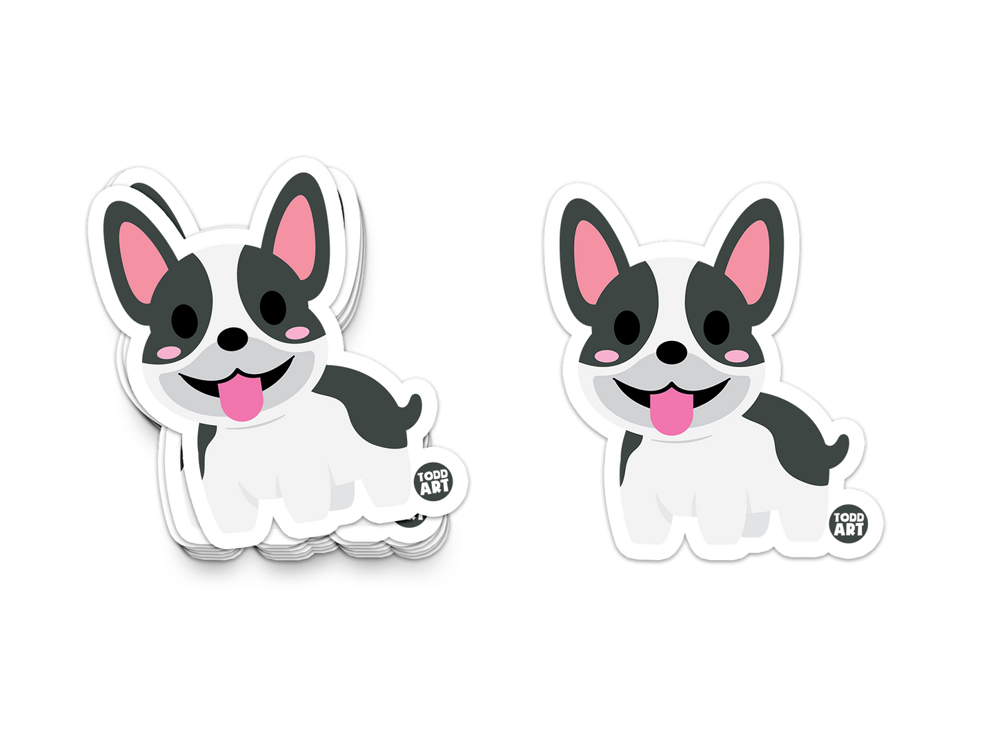 Happy Boston Terrier with pink cheeks – cute dog sticker from Boo Boo Buddies
