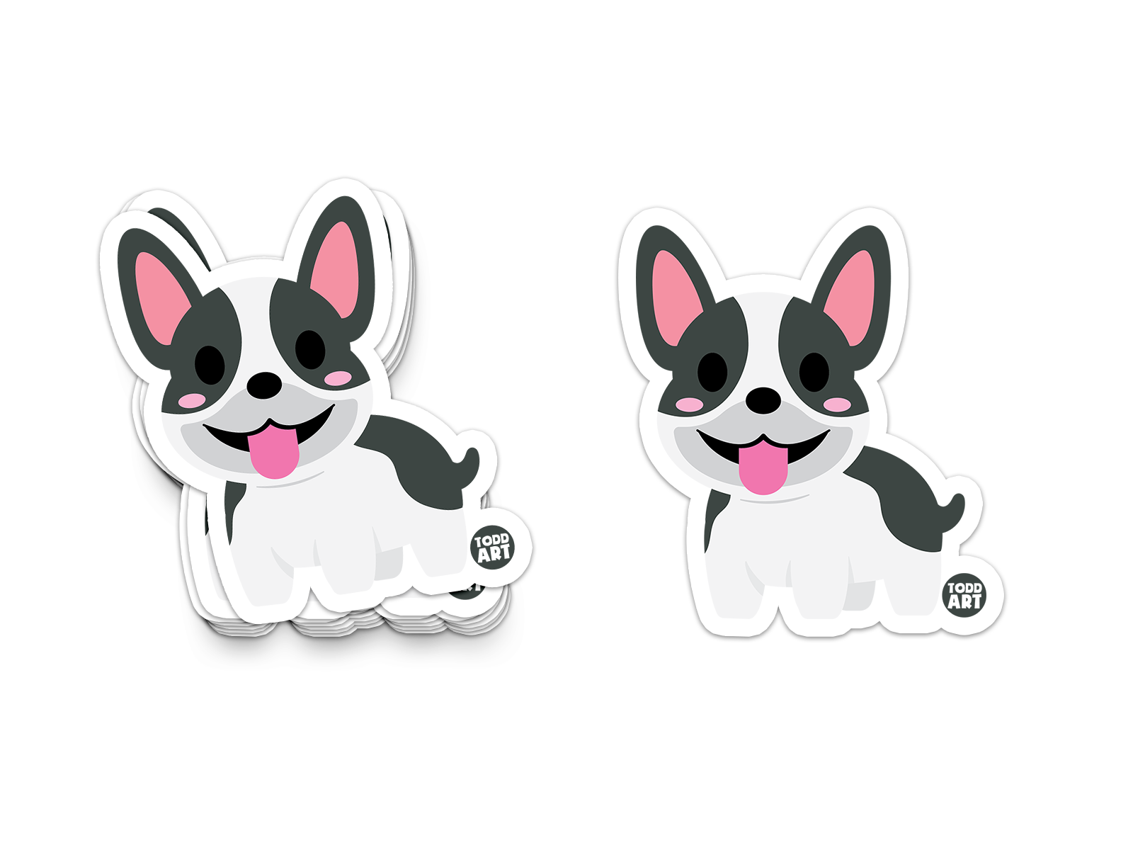 Happy Boston Terrier with pink cheeks – cute dog sticker from Boo Boo Buddies
