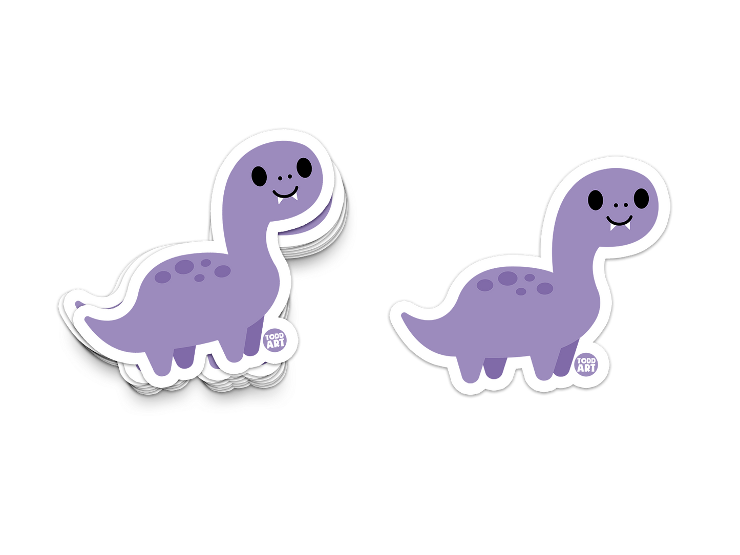 Purple brontosaurus dinosaur with cute fangs – prehistoric animal sticker from Boo Boo Buddies
