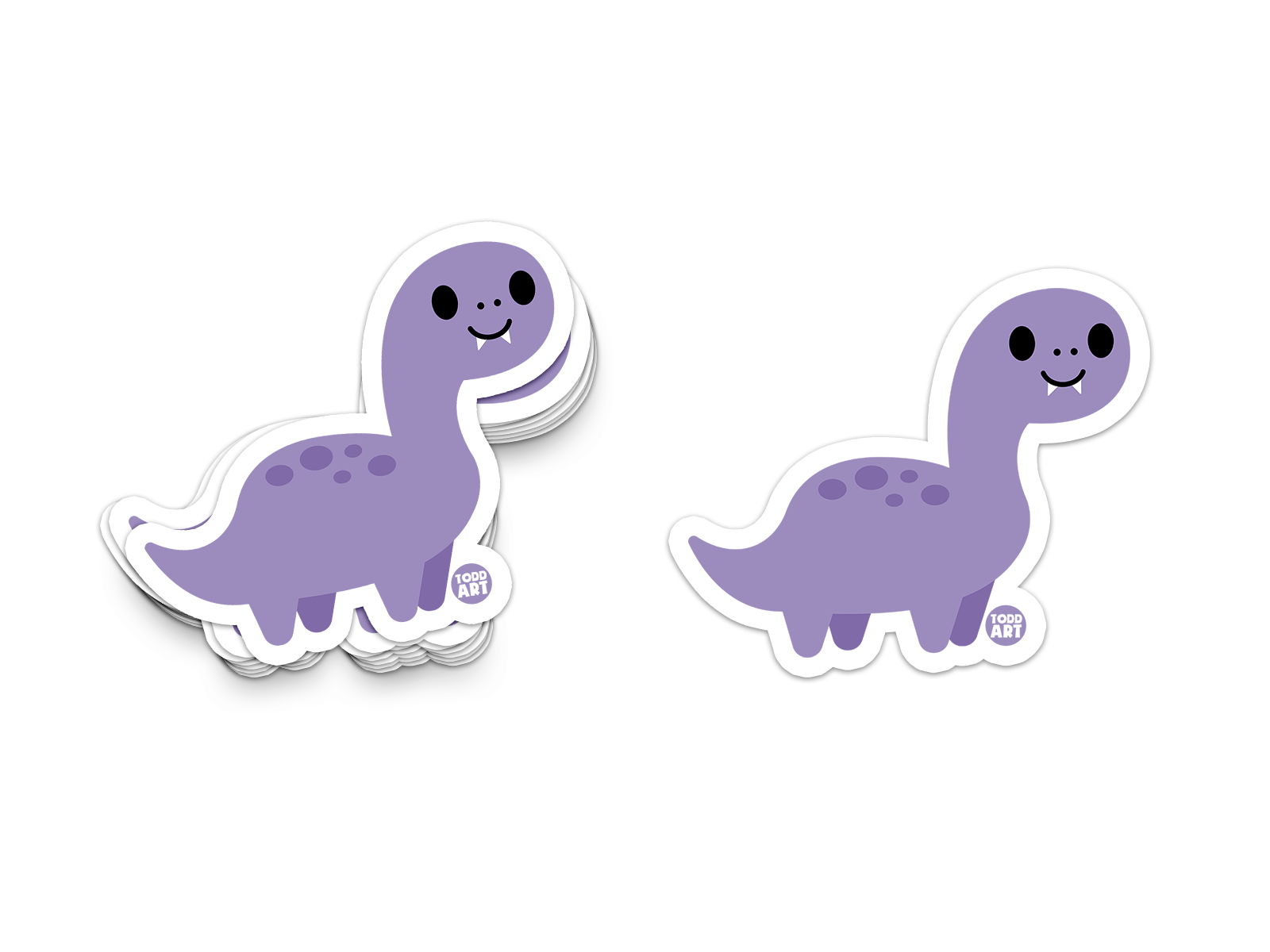 Purple brontosaurus dinosaur with cute fangs – prehistoric animal sticker from Boo Boo Buddies
