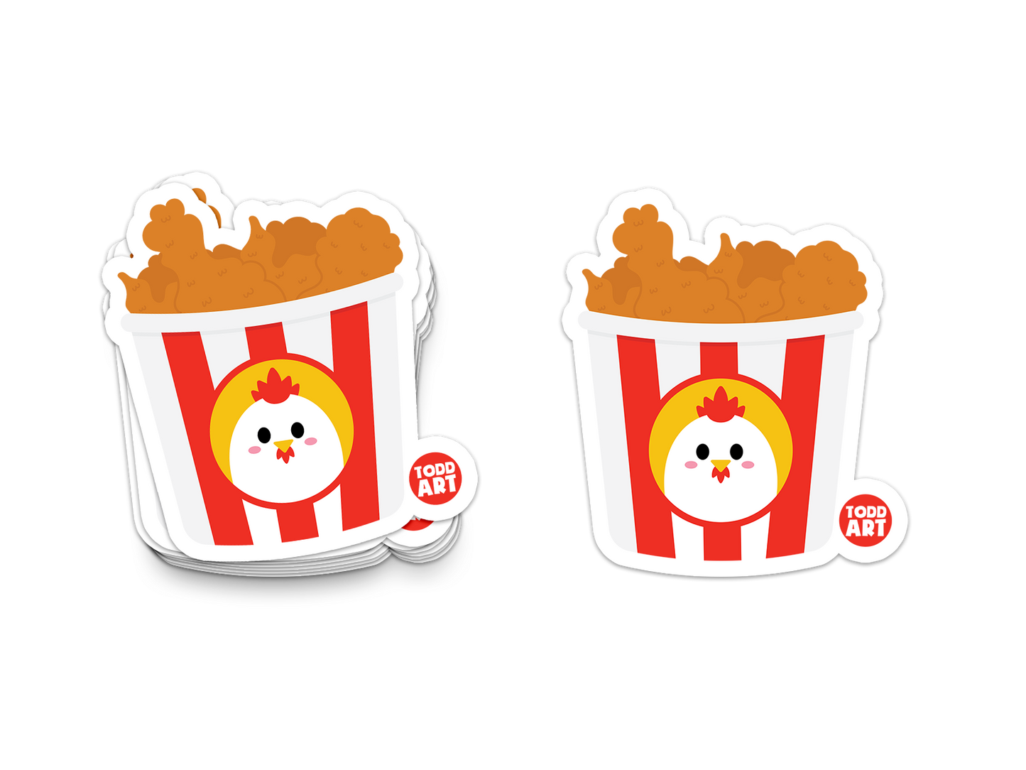Cute bucket of fried chicken with red and white stripes – funny fast food sticker from Boo Boo Buddies

